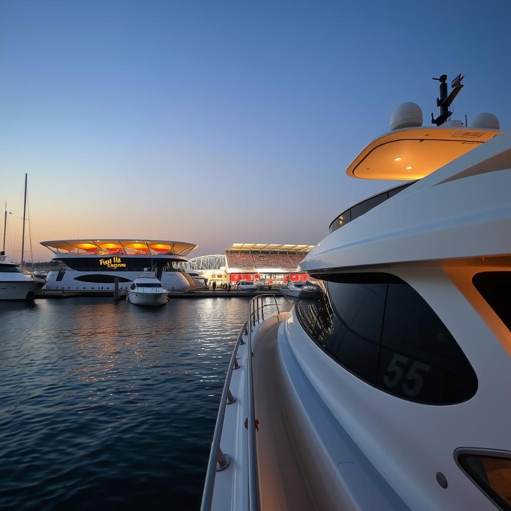 Marina view berth with partial visibility of the Formula 1 track in Abu Dhabi 2025 Marina view berth with partial visibility of the Formula 1 track in Abu Dhabi 2025